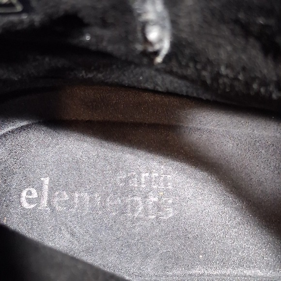 Earth Elements Taylen Boot Bootie Lug Sole Patchwork Black Leather Size 12M - Picture 2 of 10